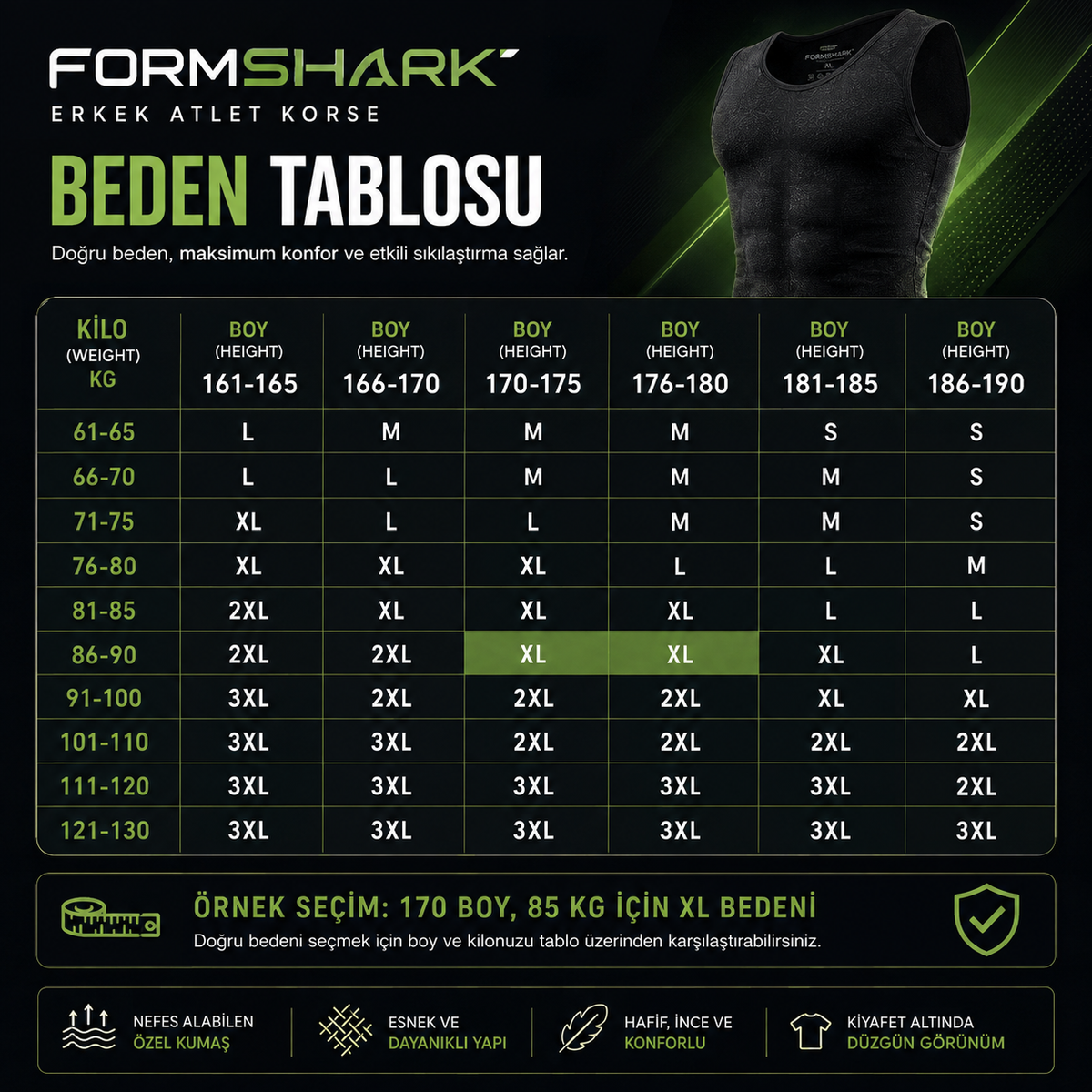 FORMSHARK Anında V-Form Korseli Atlet