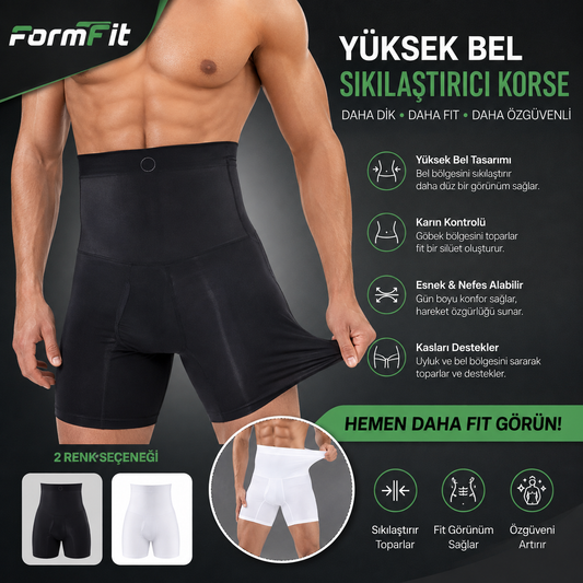 Bel Göbek ve Kalça Toparlayıcı Erkek Yüksek Bel Korse Boxer
